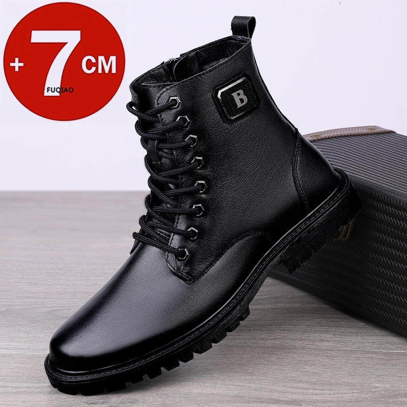 Men'S Accessories Leather - Herren-Elevator-Stiefel aus echtem Leder, Winter, warm
