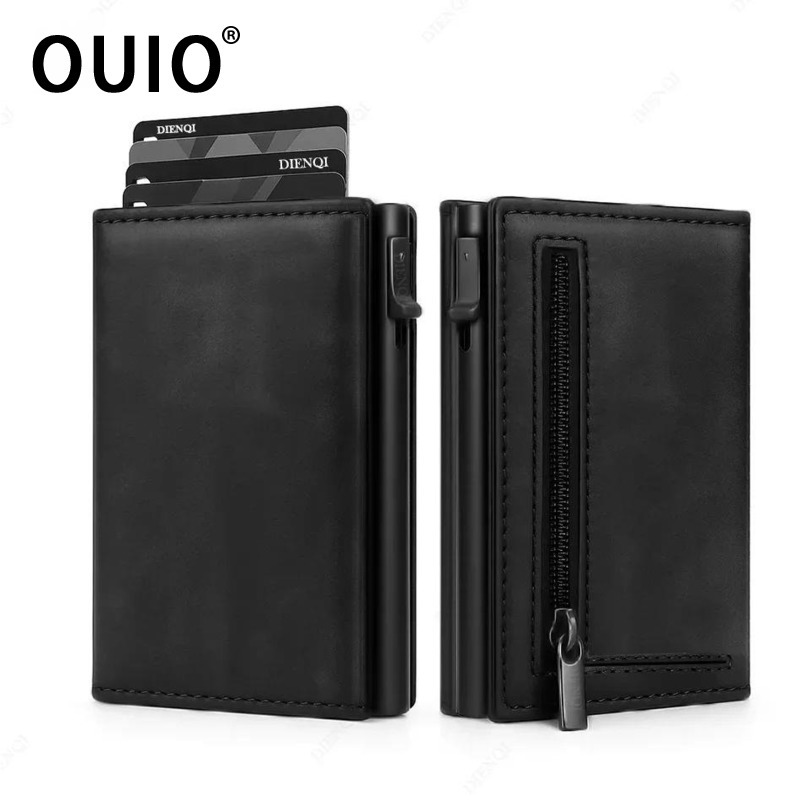 Coin Holder Men - OUIO RFID-Kreditkartenetui für Herren, Bankkartenhalter, Aluminium-Metallgehäuse,