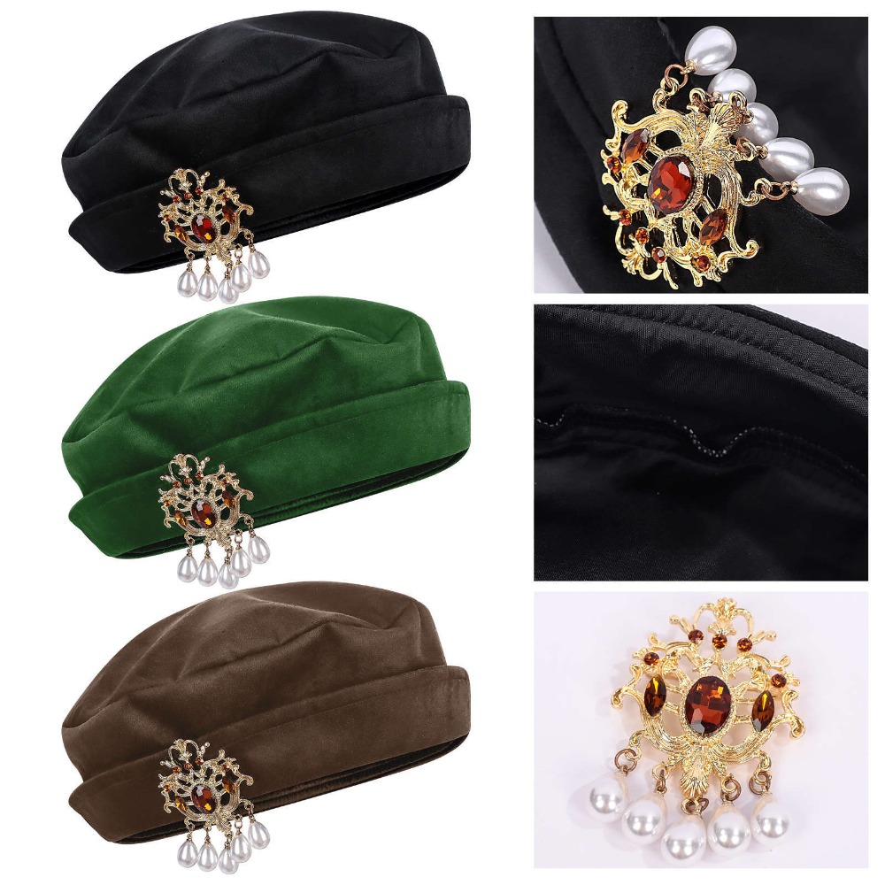 Men Accessories Hat - Herren Mittelalterliche Tudor-Baskenmütze Renaissance Tudor-Flachmütze Vintage