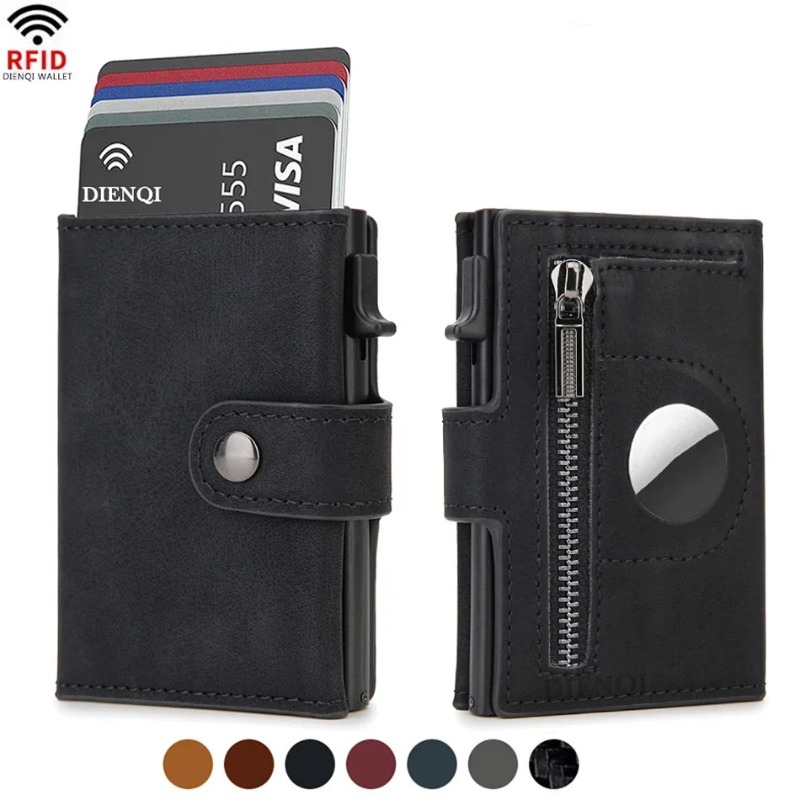 Coin Holder Men - 2 Stück Vintage PU RFID-blockierende Geldbörse