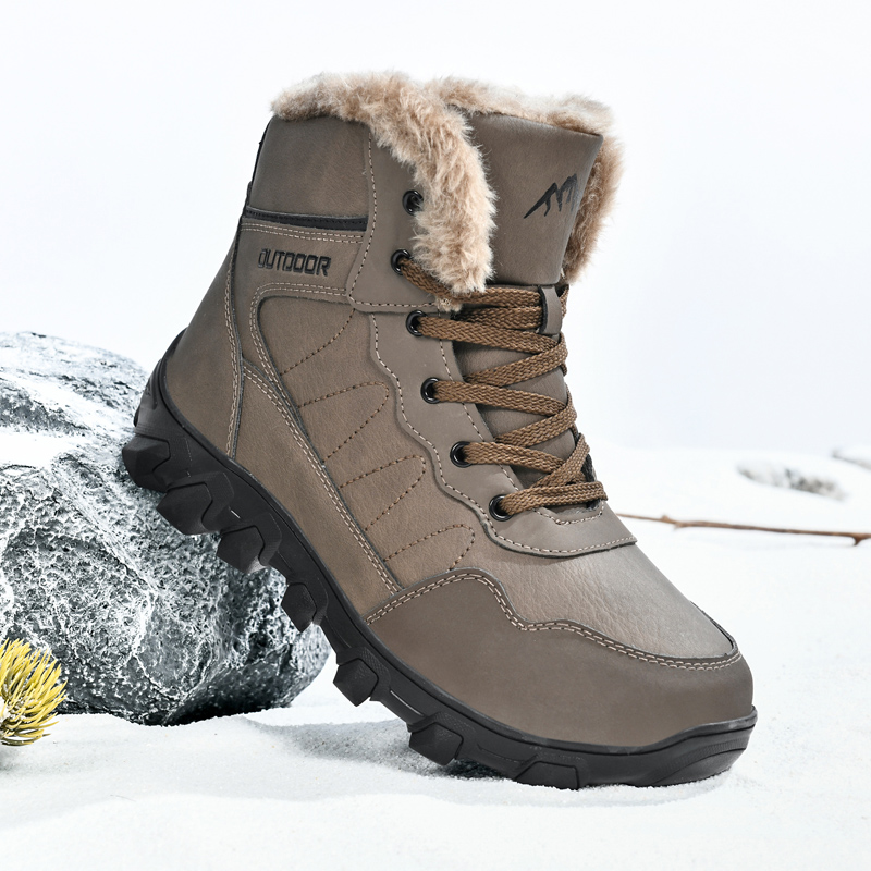 Men'S Accessories Leather - Herren-Winterstiefel, warm, wasserdicht, rutschfest, Plüsch-Sneaker, Schuhe