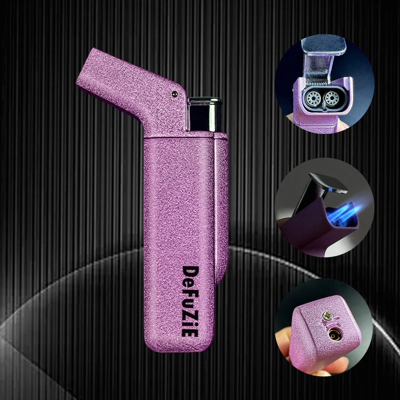 Men Accessories Pk - DefuZiE Fackel-Feuerzeug Winddicht Einstellbare Jetflamme Butan-Feuerzeug