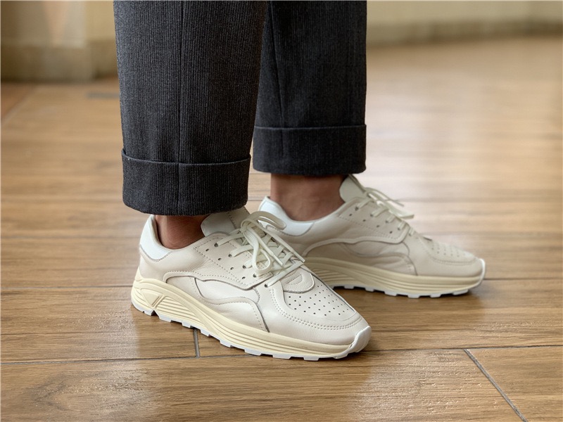 Men'S Accessories Leather - Runde Spitze, Schnürung, lässige weiße Herren-Freizeitschuhe
